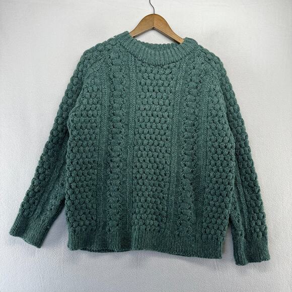 Vintage John Molloy Sweater Fits Large Green Donegal Ireland Fisherman Wool 90s - Picture 1 of 10